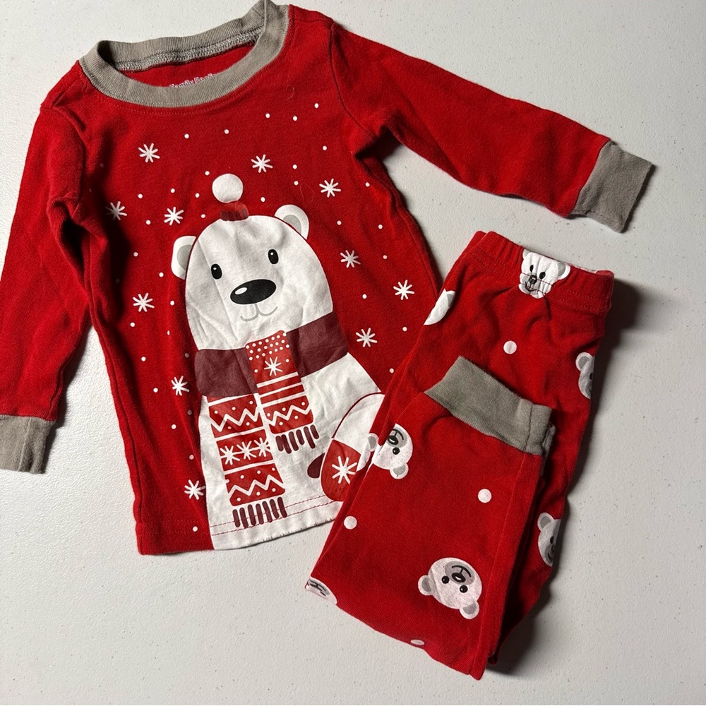 4/$10! Red Polar Bear Kids Holiday Pajamas
